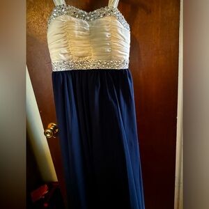 navy blue and white formal dress, size 10